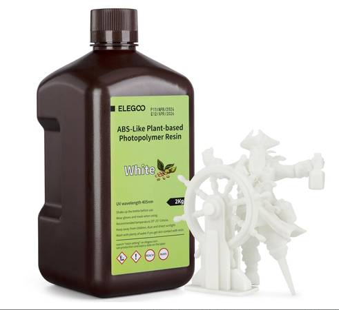 Brand new 3D printing plant-based resin 2kg white Elegoo ABS-like 1