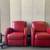 Art Deco Modern Red Leather Swivel Lounge Chairs 6 thumbnail