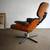 Vintage Eames style lounge chair - brown leather seat walnut bent ply 3 thumbnail