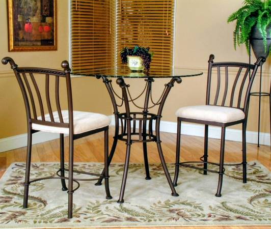 3 Piece Counter Height Glass Table 2 Chair 1