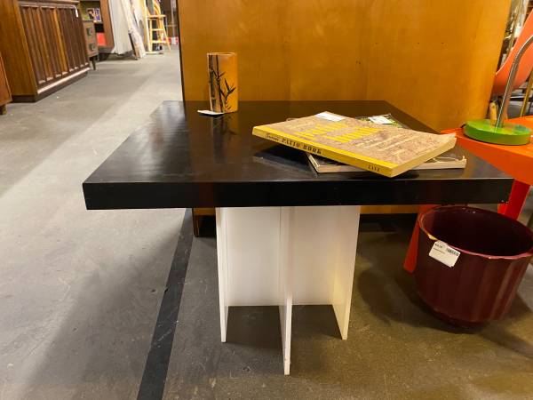 Retro Lucite and Wood Side Table 1