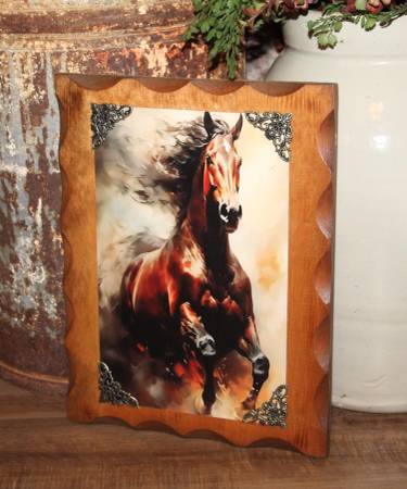 NEW Rustic Western Farmhouse Wild Horse Wall Decor Plaque 1