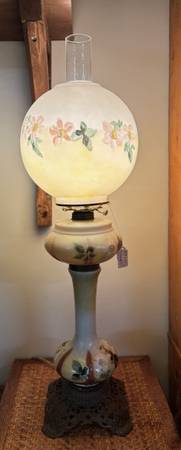Antique Hurricane Lamp - Wired for Electricity 1