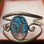 Pretty ALPACA SILVER CUFF BRACELET From Mexico-Abalone Inlay-Ocean etc 2 thumbnail