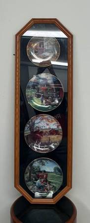 Oak Framed Display Case for Four Collectors Plates 1