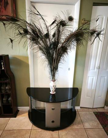 Semicircular Wall Table w/ 3 Plastic/Glass Shelves L40" x W20.5"x H22" 1