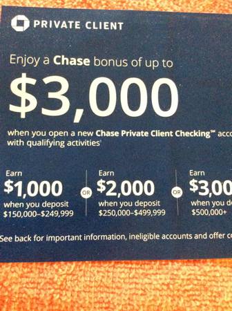Chase Bank Code $3,000 1