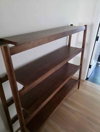 Crate and Barrel walnut shelving unit like new! 1