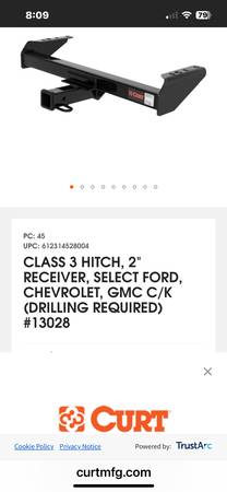 Chevy/GMC trailer hitch curt 1