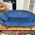 Italian made Designer Loveseat, blue microfiber with matching pillows 2 thumbnail