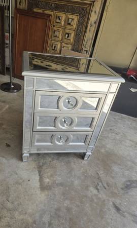 Mirrored Table - Stand - End Table - Nightstand Three Drawers 1