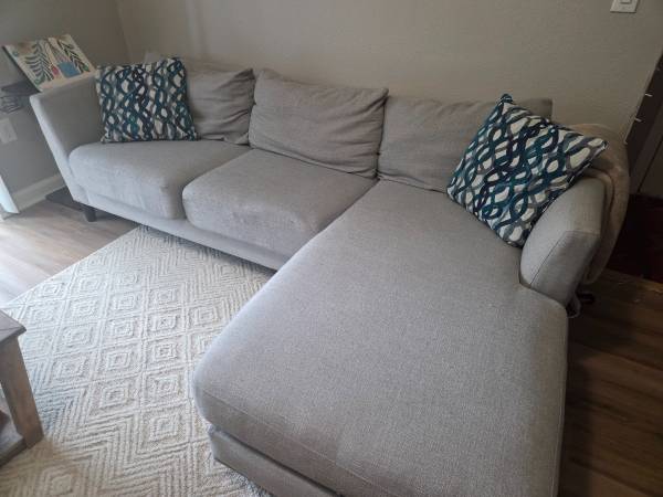 Plush Grey Sectional with pillows 1