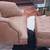 Rare Mid century custom faux Leather studded chair and ottoman 10 thumbnail