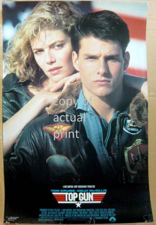 JET POSTER . . TOP GUN . . Tom Cruise and Kelly McGillis . . . 23x35 1