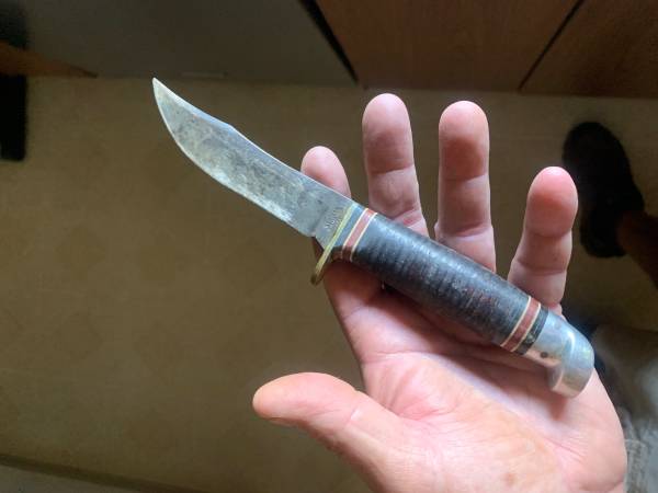 Antique Western hunting knife and sheath 1