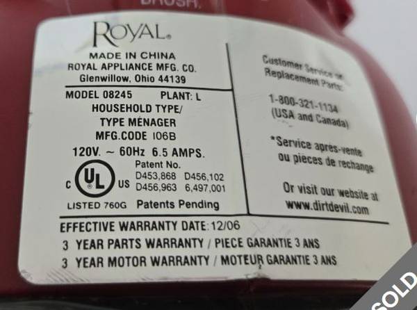 Royal Dirt Devil 08245 - $35 (Renton)63471460882689124