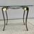 Modern Pair Glass Top End Tables, Metal Frames w/Brushed Nickel Finish 7 thumbnail