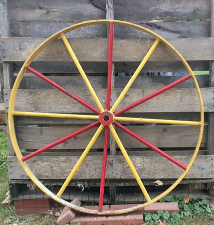 Wagon Wheel Antique Vintage Farmhouse 12 Spoke Metal Steel 42" 1