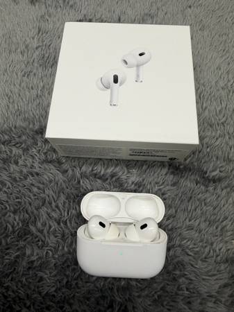 Apple AirPod Pros 2 in excellent shape! Comes with case, cable, packaging, extra 1
