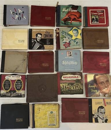 Large Collection of vintage record Albums in books 1