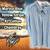 CRUISE WEAR-Marina Blue /Yellow Stripe XL Cotton Chambray  Mens Shirt 3 thumbnail