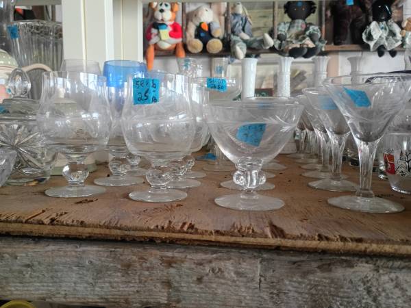 Various vintage etched glass stemware 1