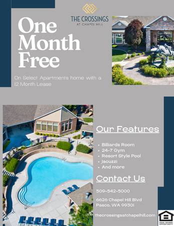 $1,780 / 2br - 1164ft2 - MOVE IN READY REDUCED RENT INCLUDED WITH ONE MONTH FREE (6626 Chapel Hill Blvd, Pasco, WA)64014969971458120