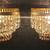 Pair of Ornate Tiered Faceted Crystal Prism & Brass Sconces 9" W x 7" 6 thumbnail