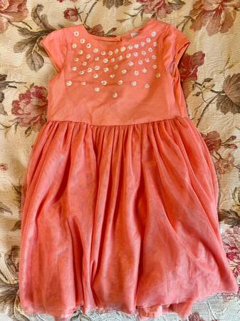 Beautiful Dress w/Top Cardigan, soft orange/white, girl 4Y 1