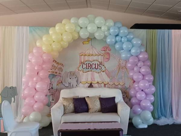 Circus and rainbow pastels-- 2 backdrops 1