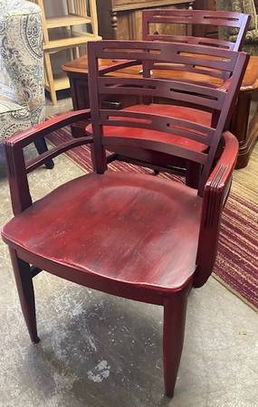 Wooden Red Arm Chair - 2 chairs may be available - 65849 1