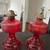 Pair of Vintage Red Ruby Eagle Glass Kerosene Hurricane Lamps 1 thumbnail