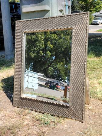 Thick silver framed mirror 1