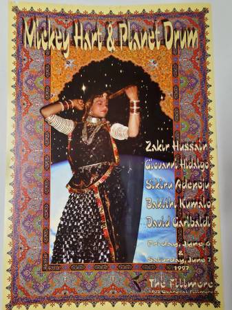 Mickey Hart & Planet Drum Zakir Hussain Fillmore Poster F276 1