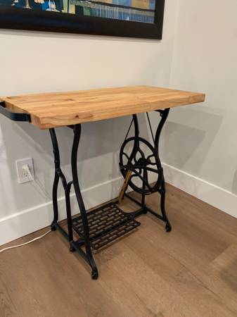 Wheeler & Wilson Sewing Treadle Base w/Butcher Block Top 1