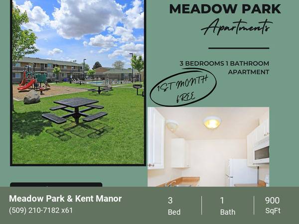 $1,300 / 3br - 900ft2 - Joya exclusiva de 3 habs/1 baño con fácil acceso a parques (Kennewick)63878911257985120