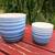 Two Matching Blue Stripe Planters 1 thumbnail