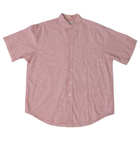 Eddie Bauer Red Checked Gingham Seersucker Button Collar Shirt Men's L 1