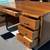 Vintage Executive Mid Mod Desk Mid Century Modern with Finished Back 4 thumbnail