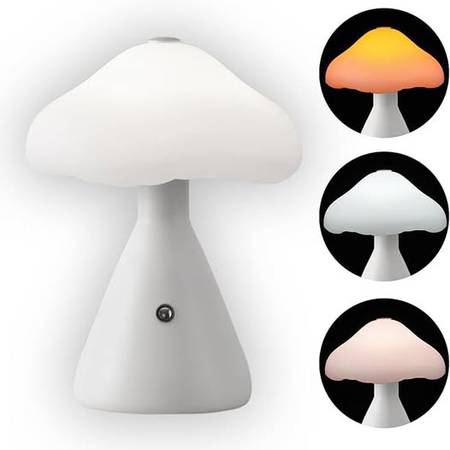 mushroom　0102 ♡ White LED Mushroom Lamp, Touch Control & 3 Color Modes