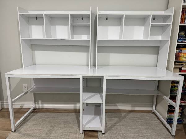 Two-Person Computer Desk + Dual Hutch Bundle 1