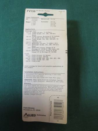 NEW FRAM PCV VALUE #FV-156 - $8 (fairfield / vacaville)63471319955841121