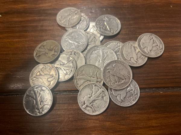 Silver Half Dollars - Walking Liberty Half Dollars -$5 Below Spot - 1