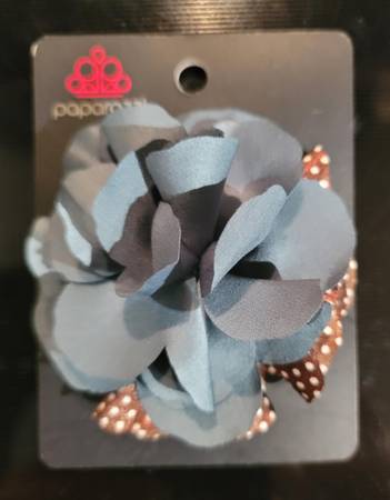 Blue, Grey, Brown And White Flower Hair Clip Or Brooch 1