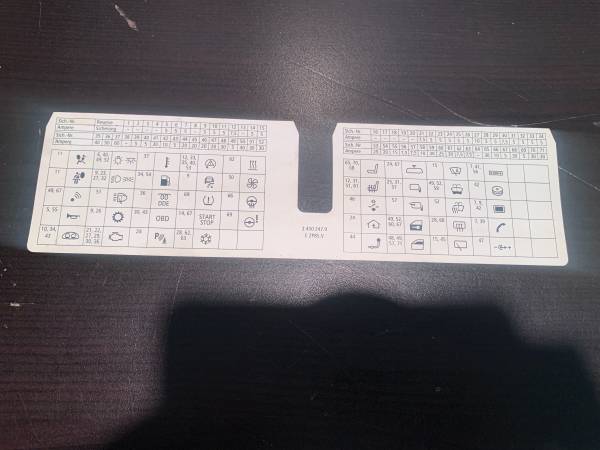 BMW PARTS- E83 X3 GLOVE BOX FUSE CHART 1
