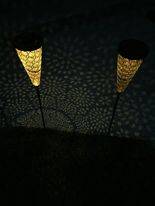 2 Pack Garden Solar Pathway Lights Metal Cones 1
