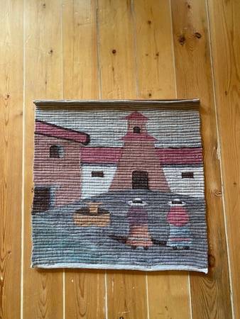 Peruvian wool hand woven art rug 1