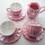 New Set of 3 Scalloped Pink Luster Teacups w/ Saucers and Creamer Set 2 thumbnail