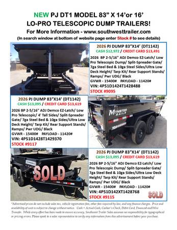 NEW PJ (DT1) DUMP TRAILERS AT SOUTHWEST TRAILER SALES (760) 788-8900 1