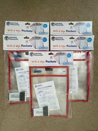 Learning Resources Write & Wipe Pockets Five (5) Packages Available 1